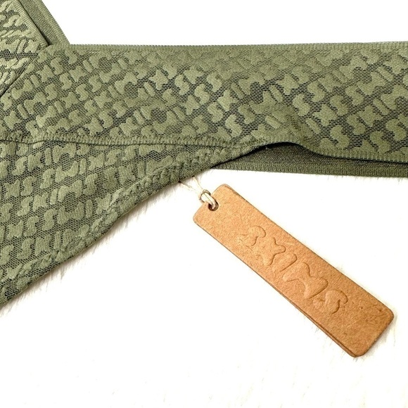 SKIMS Logo Mesh Thong Olive Green Size 4 X - Picture 3 of 5